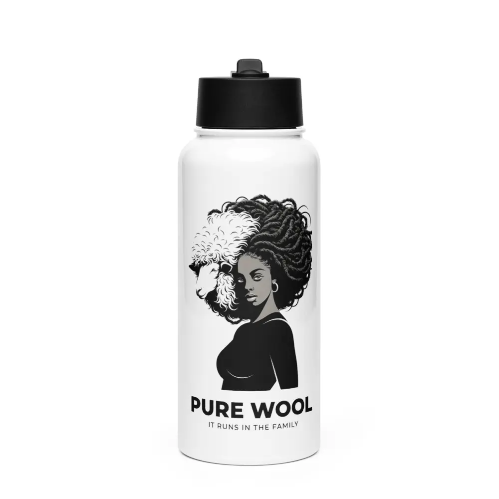 Pure wool Stainless steel water bottle with a straw lid