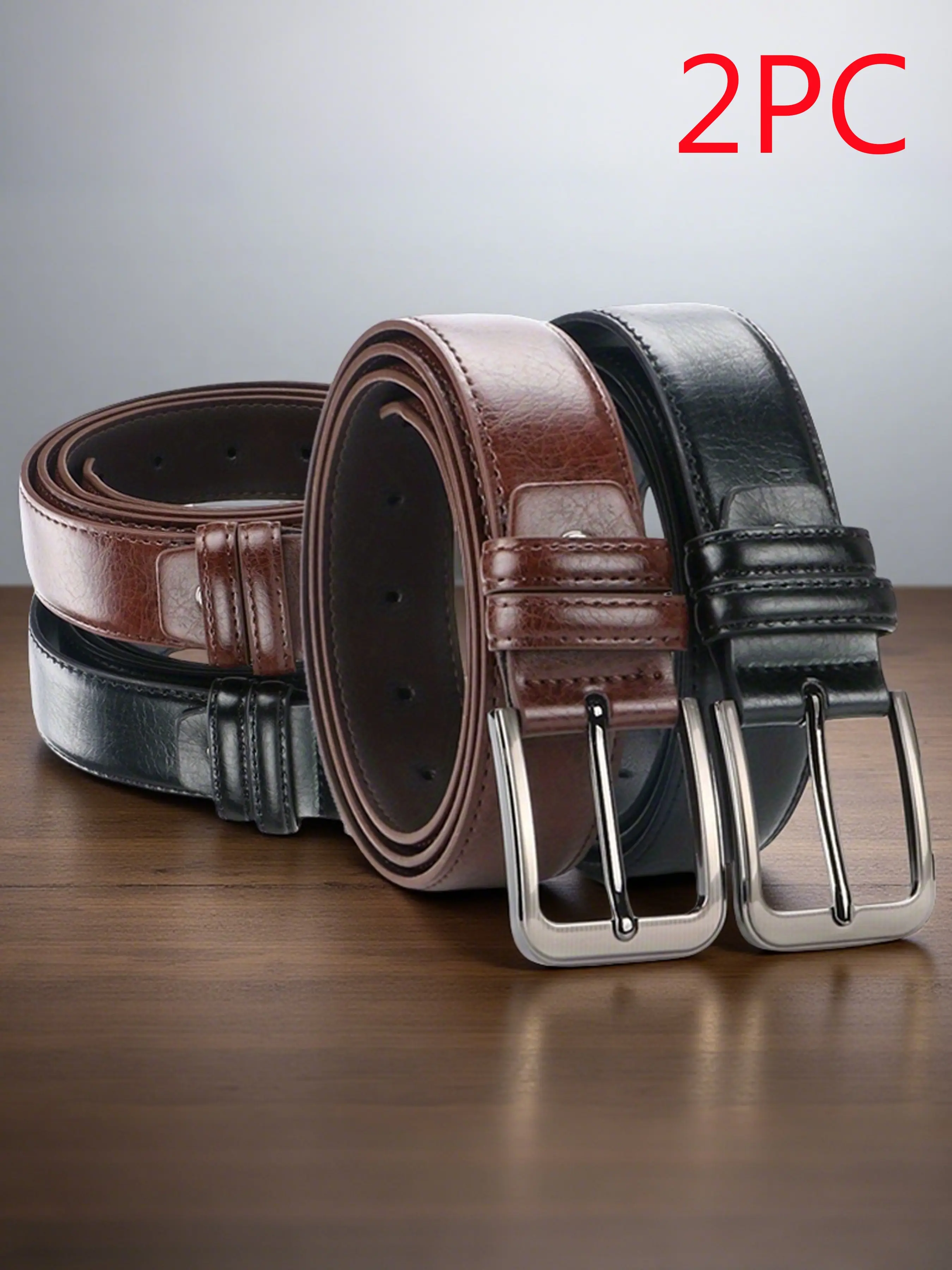 2pc Men's Belts, Fashionable and Durable, Casual Belt, Versatile Design, Suitable for Various Occasions, Stylish Accessories for Everyday Wear, Adjustable Belt
