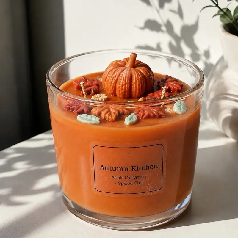 Autumn Kitchen Candle | Apple Cinnamon + Spiced Chai | Large Handmade Candle jar