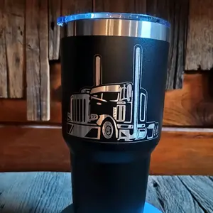 20-30oz Gear Jammer Flat Top Peterbilt Tumbler - Reusable Flat Top Mug with Lid, Stainless Steel, Personalization, Available in 3 Colors - Flasks, Washable, Bottled Drinkware Portable Stylish Beverage Cup