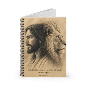 Lion of Judah Jesus Portrait, Christian Notebook, Faith Journal, Spiral Notebook, Ruled Notebook