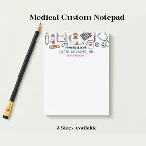 Women's Customized Handmade Medical Professional Notepad - 3.5x3.5 in, 30 or 50 Easy-Tear Pages, Classic Design, Office Stationery, Ideal Gift for Medical Professionals