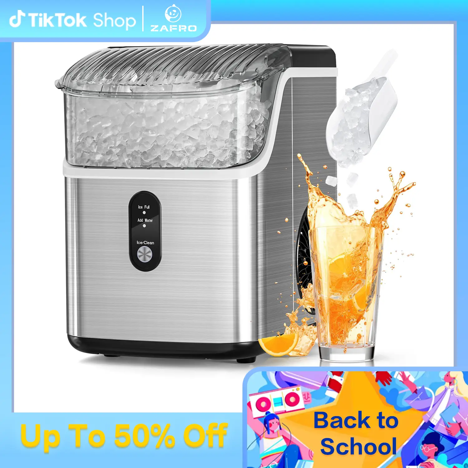 Nugget Ice Maker Countertop with Soft Chewable Pellet Ice, Pebble Portable Ice Machine with Ice Scoop,34lb in 24Hrs, Self-Cleaning,One-Click Operation