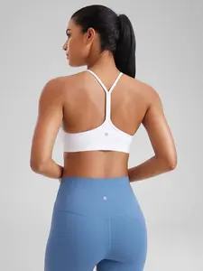 CRZ YOGA Butterluxe Womens Y Back Sports Bra - Padded Racerback Low impact Spaghetti Thin Strap Workout Yoga Bra