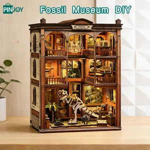 Wooden Fossil Museum DIY Model Kit, Bookshelf Decoration 3D Puzzle, Fun Stress Relief Craft Project for Adults and Teens, Wooden Puzzles