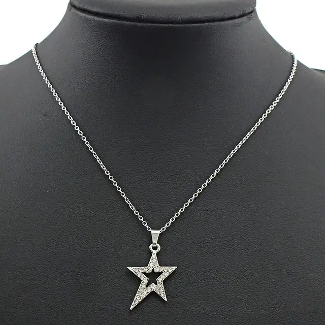 SILVER STAR AND DOUBLE STAR NECKLACE