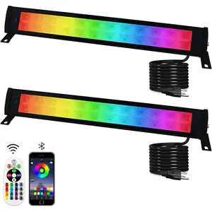 Set of 2 x 50W RGB floodlights, stage wall washer light bars, RGB decorative lights, with timer and music synchronization functions. Suitable for commercial lighting, birthday parties, garden lighting, and wall decorative lighting.