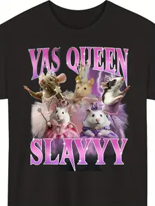 Yas Queen Slay Funny Meme Sarcastic Costume T-Shirt| Crew Neck, Short Sleeve, Digital Heat Transfer, All-season Wear