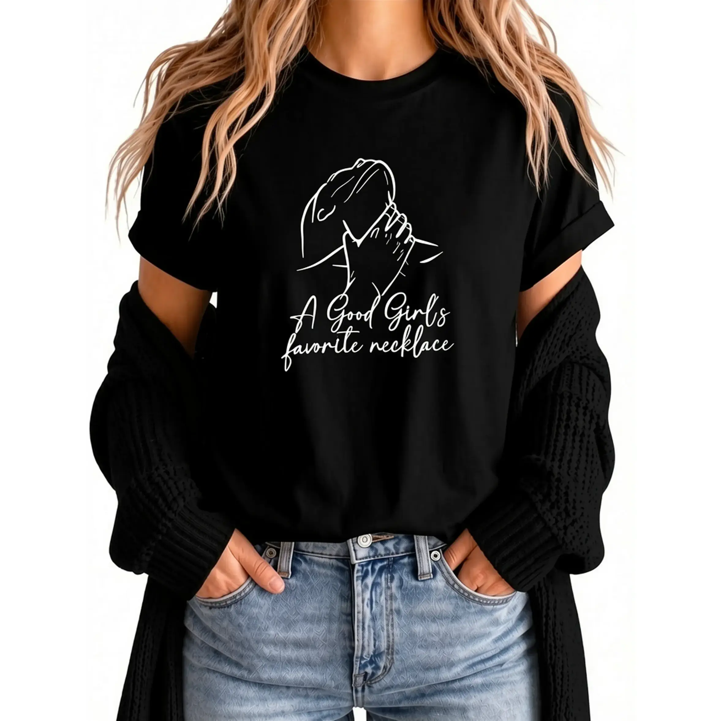 A Good Girl's Favorite Necklace Shirt - Funny Sarcastic Adult Graphic Tee - Trendy Women's Funny Saying T-Shirt - Humorous Sarcasm Shirt for Women - Unisex Funny Graphic T-Shirt