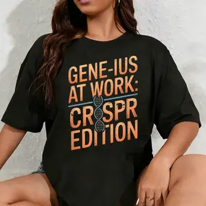 100% Cotton Unisex Gene-ius At Work Crispr Edition Funny Crispr DNA Biologist T-Shirt
