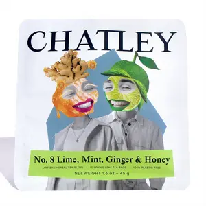 Chatley Tea No. 8: Lime, Mint, Ginger & Honey, Herbal Tea, Full Leaf Tea Bags, Plastic Free, Hot or Iced Tea