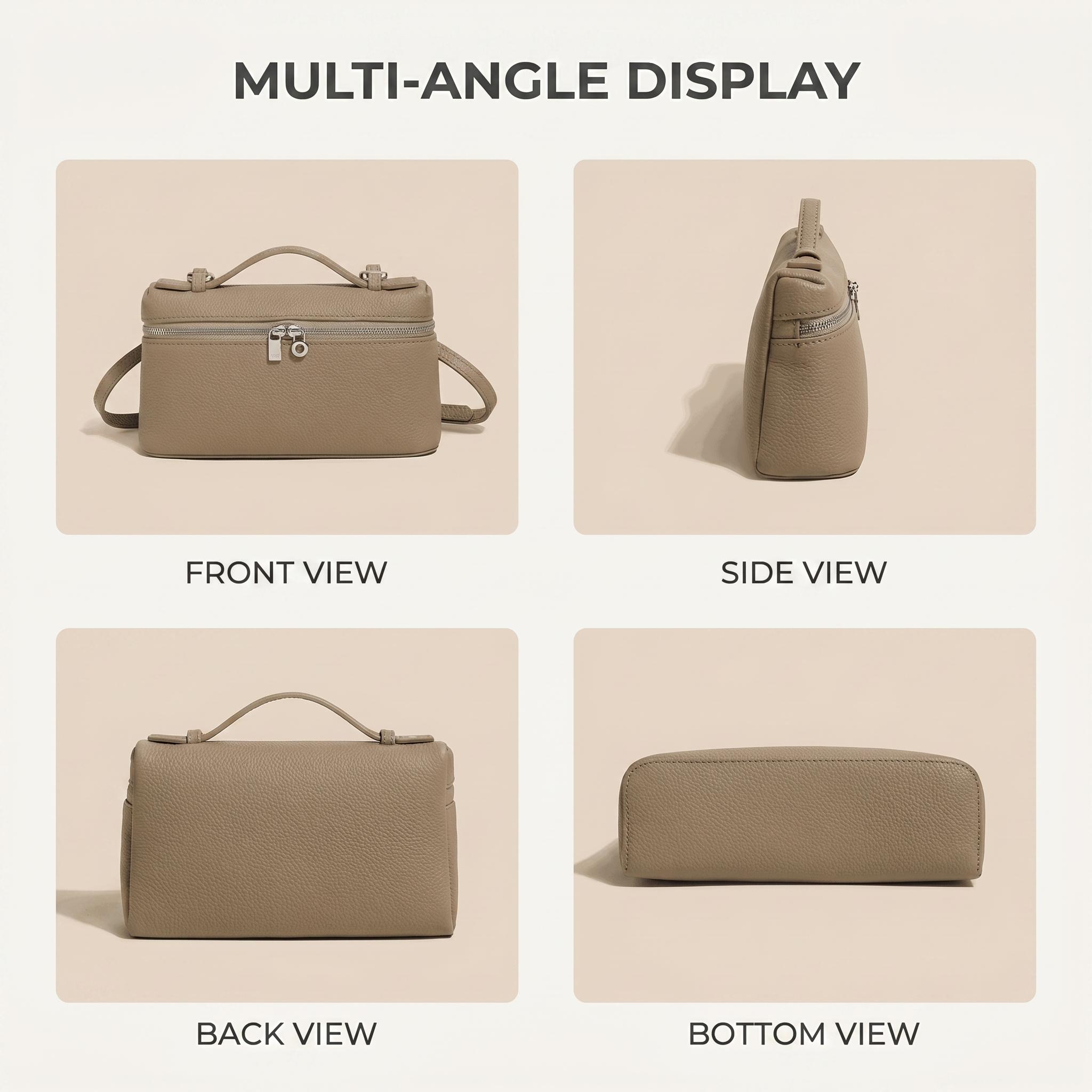 Chic Top-grain Cowhide Vanity Case Bag Women's Structured Pebbled Mini Crossbody Handbag