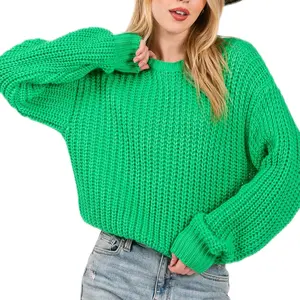 SAGE + FIG Women's Round Neck Knit Drop Shoulder Sweater - Womenswear, Knitwear lillusory womens green sweater girl lillusory  womens lillusory  womens