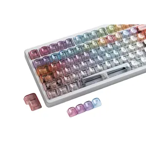 125 Keys Clear Custom Key Cap,MOA Profile Transparent Shine Through Key caps for Mx Switches Mechanical Keyboard