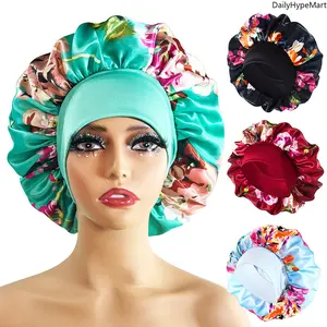 Polyester Satin Bonnet - Wide Brim, Printed, Oversized Soft Haircare Sleep Hat for Fashion Accessories Enthusiasts