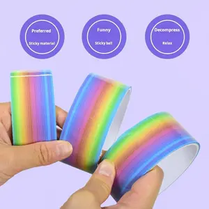 1pcs Rainbow Balls Sticky Balls Rolling Glue Stress Reducing Sticky Tape Relaxing Toys Handmade DIY Making