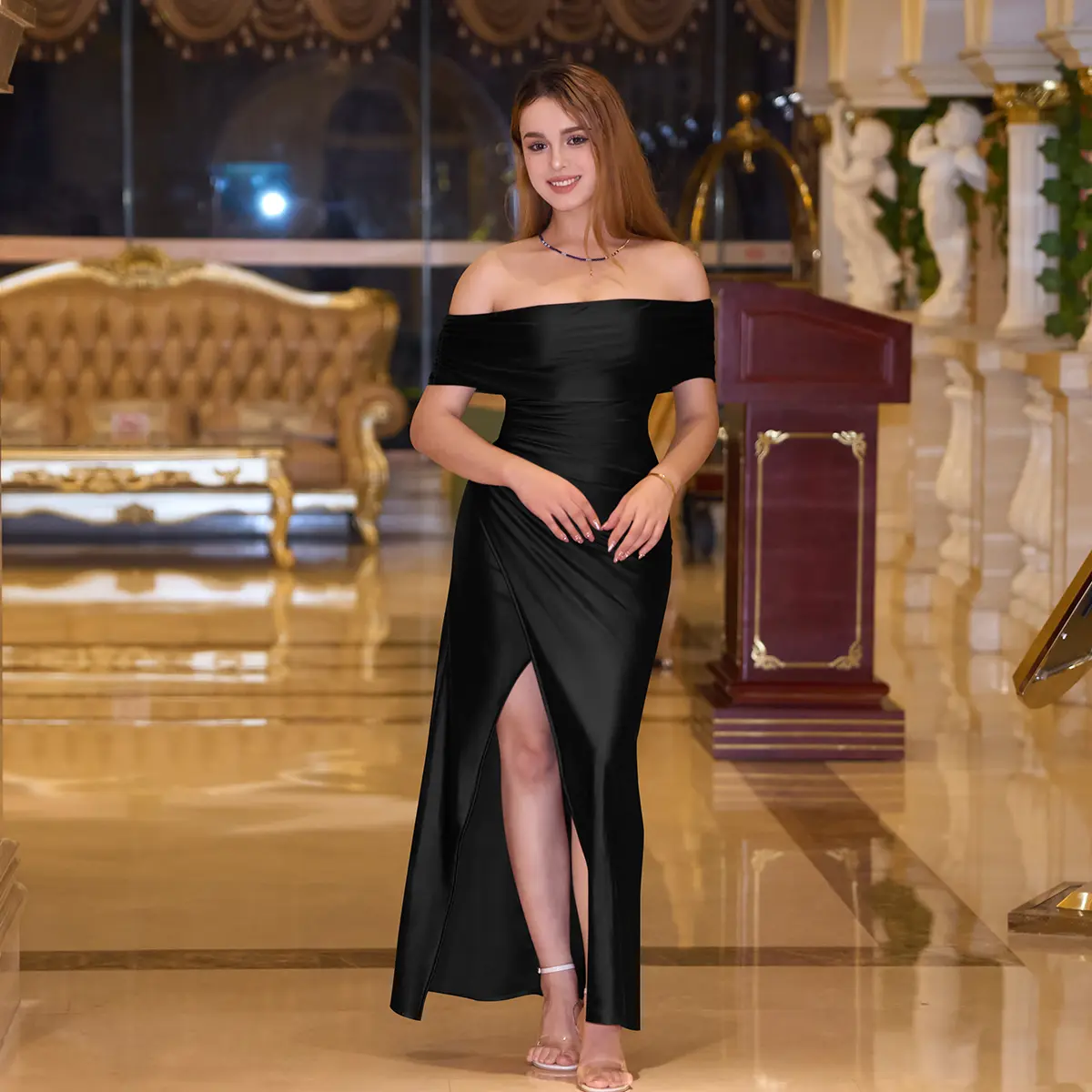 OYS Women's Elegant Off Shoulder High Split Bodycon Evening Wedding Maxi Dress - TikTok Shop OYS Women's Elegant Off Shoulder High Split Bodycon Evening Wedding Maxi Dress - TikTok Shop