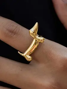 Adorable Lucky Weiner Dog Stainless Steel Open Ring, Cute Pet Claw Hand Jewelry, Tail Ring for All Seasons, Animal Pattern Design
