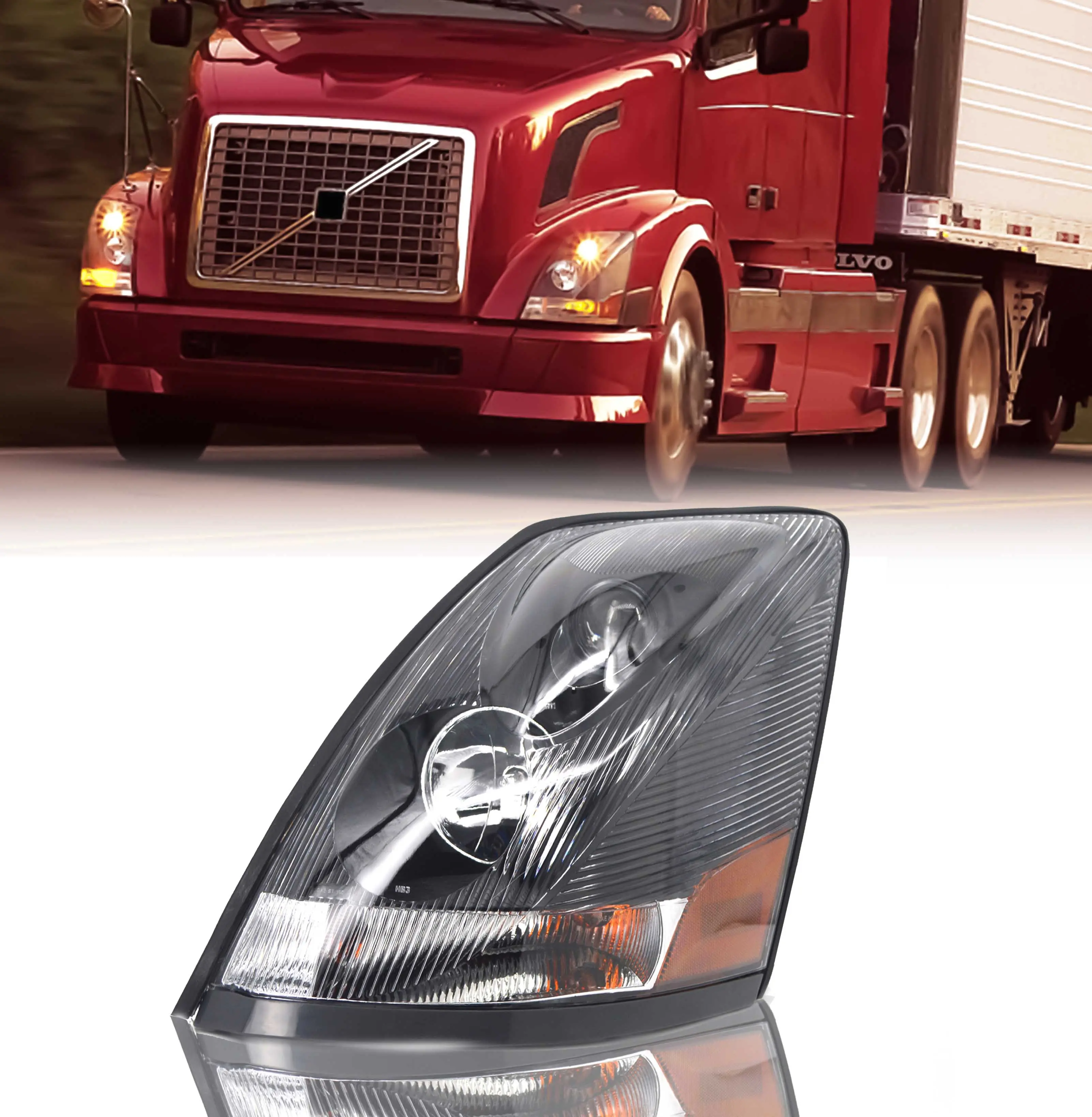 Left Side Torque Headlight Driver Replacement All-In-1 Set for 2004-2018 Volvo VNL 670 780 Semi Trucks, VN VNM 200 300 430 630 730 Vehicles - Halogen Bulb, Amber Turn Signal for Driving (TR001-L), Vehicle, Yes