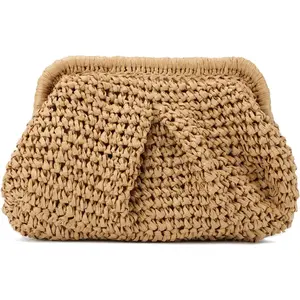Straw Clutch Purses for Women Cloud Dumpling Pouch Straw Crossbody  Handbag Summer Beach Woven Bag