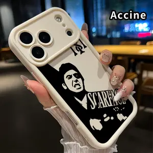 Soft Case for iPhone 17 Pro Max 16 Plus 15 14 13 12 11 Air E Shockproof Drop Protection Rugged Durable Scarface Monochrome Silicone Cover