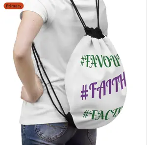 Faith Inspired Drawstring Backpack with Colorful Text Design #FAITH #FAVOUR #FACTS