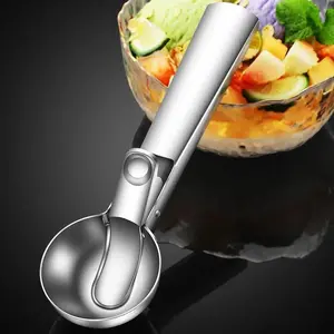 1pc Grey Stainless Durable Steel Ice Cream Scoop Kitchen Tools Perfect for Scooping Ice Cream Fruit Cream Frozen Yogurt And More