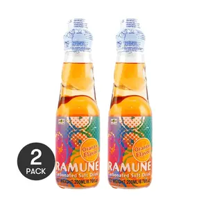 2 Pack MIZUHO Japanese Ramune Orange Soda - 200ml Each - Authentic Japanese Drink