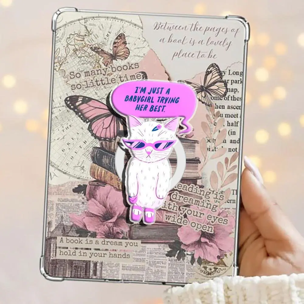 I’m Just A Babygirl Trying Her Best Crying Cat with Pink Glasses Doing Her Best Grip Magnetic Kindle Grip Book Lover Cute Kindle Accessories Phone Holder PopSocket Phone Grip Magnetic Pop Socket Phone Grip