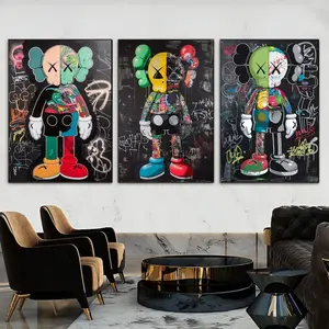 K.a.w.s Graffiti Poster Set of 3 – Modern Hypebeast Wall Art | Urban Street Decor | Physical Prints for Contemporary Rooms
