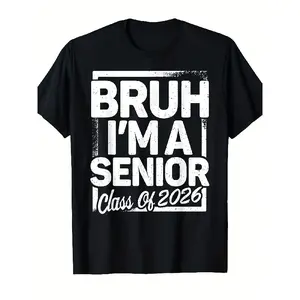 Men's Funny "Bruh I'm A Senior 26 Class Of 2026" Vintage T-Shirt - Class of 2026 Graduation Tee with Senior Humor, Comfortable Casual Fit Short Sleeve Shirt for School Events, Prom & Senior Week