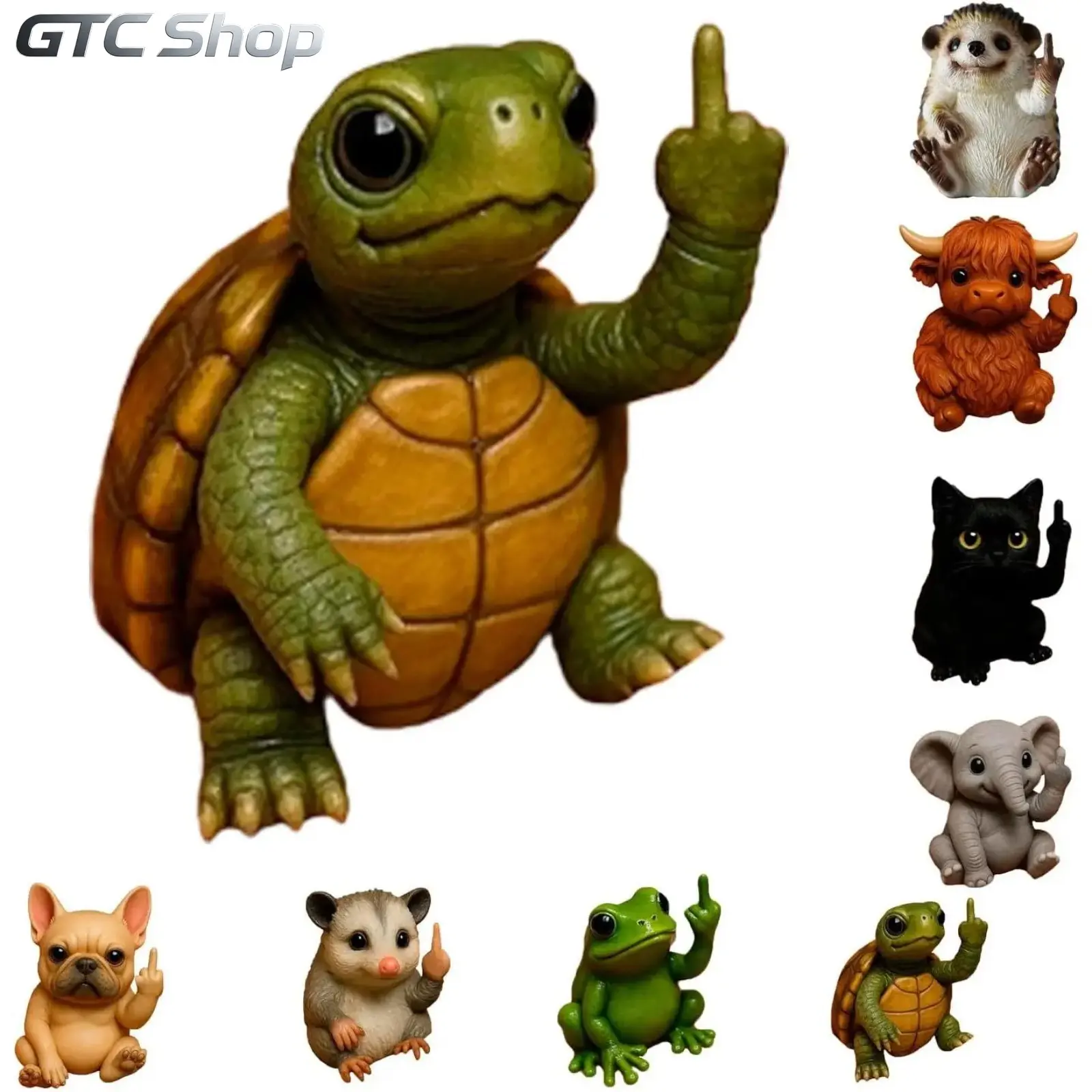 Fun Resin Animal Figurines with Funny Gesture, Cute Mini Desktop Statues, Novelty Humor Ornaments, Compact Decor for Home, Office & Car Interior, Playful Gag Gift, Unique Prank Present for Friends and Daily Decoration