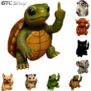 Fun Resin Animal Figurines with Funny Gesture, Cute Mini Desktop Statues, Novelty Humor Ornaments, Compact Decor for Home, Office & Car Interior, Playful Gag Gift, Unique Prank Present for Friends and Daily Decoration