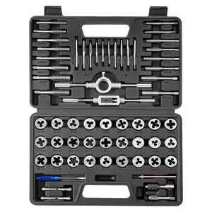 Tap And Die Set, 60-Piece Precision Threading Kit With Metric M3 To M12 And SAE #4 To 1/2 Inch Sizes, Coarse And Fine Thread Taps And Dies, Wrench, Carrying Case, And Complete Accessories For Threading And Rethreading