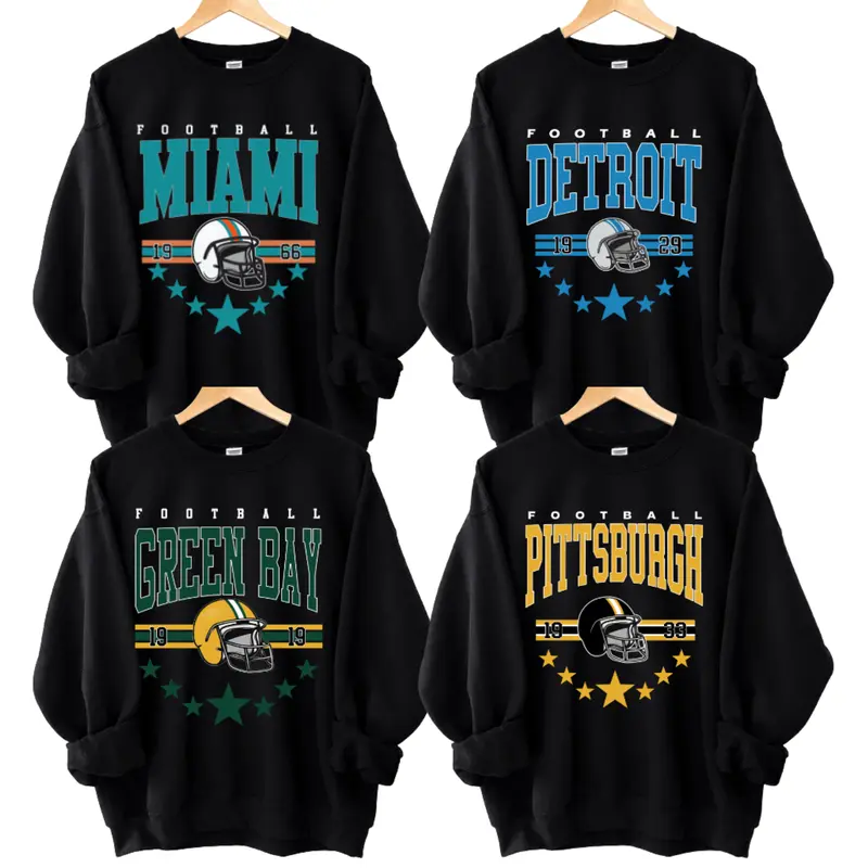 All Team Football Sweatshirt - Black, Game Day Crewneck, Unisex Pullover for Men and Women, Soft Cotton Blend Fan Gift, Classic Sportswear for Football Lovers - AL