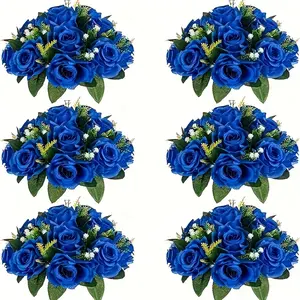 Kleinbao Blue Spherical Simulation Bouquet Artificial Mixed Flower Light Luxury Birthday Party Table Decoration Flower Party/ Wedding Table Decoration High-end Home Flower Ornaments