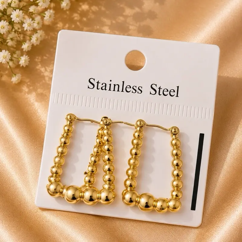 Stainless Steel Gold Earrings Set