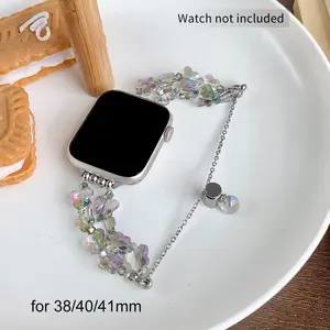 GIROUETTE Exquisite Sparkling Beaded Bracelet Watch Band (Band Only), 1 Count Replacement Watch Band for Women, Wearable Accessories Compatible with Apple Watch Series 9 8 7 6 5 4 3 2 1 SE SE2
