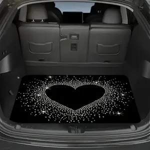 Love pattern design, multifunctional car trunk pad, polyester fiber material, trunk decoration pad, car carpet, durable, easy to clean, protecting the car from wear and tear, compatible with most car models