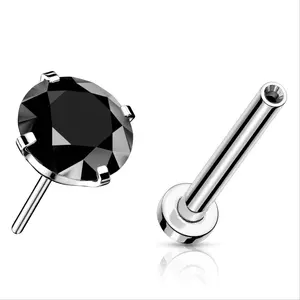 20G/18G/16G Black Threadless Flat Back Studs • Push Pin Labret • Flat Back Earring • Tragus Stud • Flat Back Nose Stud • Helix Stud • Cartilage Stud • Threadless Nose Stud • Cubic Zirconia Stud • Implant Grade Titanium • Silver Flat Black Stud