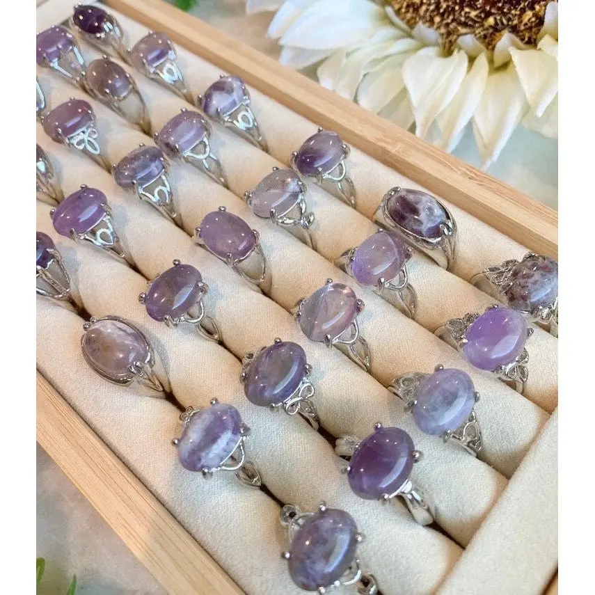 C86- Random Pick Natural Amethyst Crystal Ring