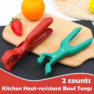 2 PCS Non-Slip Heat Resistant Anti-Scald Clip, Multifunctional Hot Bowl Plate Gripper Clip, Kitchen Heat Insulation Pot Bowl Holder Clamp for Home Cooking、Oven、 Silicone、 Utensils、 Lightweight