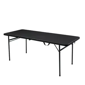 Mainstays 6' rectangular folding table, black, sturdy portable table for indoor and outdoor use