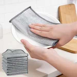 Useful Cleaning Cloth 10/20 Counts Dishwashing Rags，Multipurpose Non-Scratch Wire Dishcloths for Wet and Dry Use, Reusable Wire Cleaning Cloths for Kitchen, Sinks, and Pans Silver Removable, Washable & More Household Pack