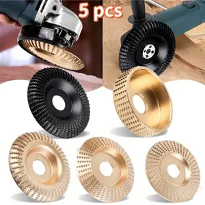 5 Pack Wood Carving Disc, 4" and 4 1/2" Angle Grinder Attachments with 5/8 Inch Arbor, Stump Grinder Tool Wood Working Tools and Accessories Grinding Wheel