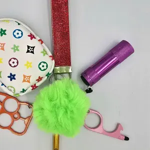 LV Zipper - Includes Colorful Coin Purse, Red Strap, Purple Flashlight, Green Pom-Pom, Kitty Cat Kuckles & Pink Door Opener