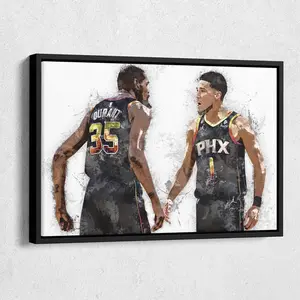 [SALE UP TO 41%] [UNFRAMED] Kevin Durant and Devin Booker Poster, Phoenix Basketball Wall Art for Fans Home Decor and Man Cave