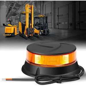 LED Amber Beacon Strobe Light, 4.2" Flashing Emergency Lights, Permanent Mount 360° Rotating Rooftop Safety Warning Light for Trucks Tractors Golf Carts UTV & ATV Car(Screw)