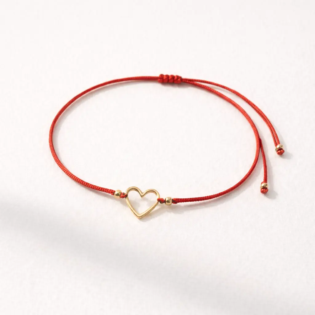 Heartstring Love Non-Tarnish Brass Heart Bracelet - Thailand Adjustable Closure Minimalist Style