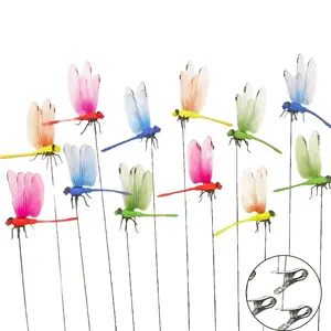 12 Pcs 3D Dragonfly Garden Stakes for Outdoor Decoration & Housewarming Gifts Durable Sturdy Artificial Dragonfly Clamps for Garden Terrace Balcony